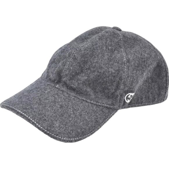 090248AR (S3) Gucci Cap Web Sherry Line Gray Wool - Picture 1 of 14